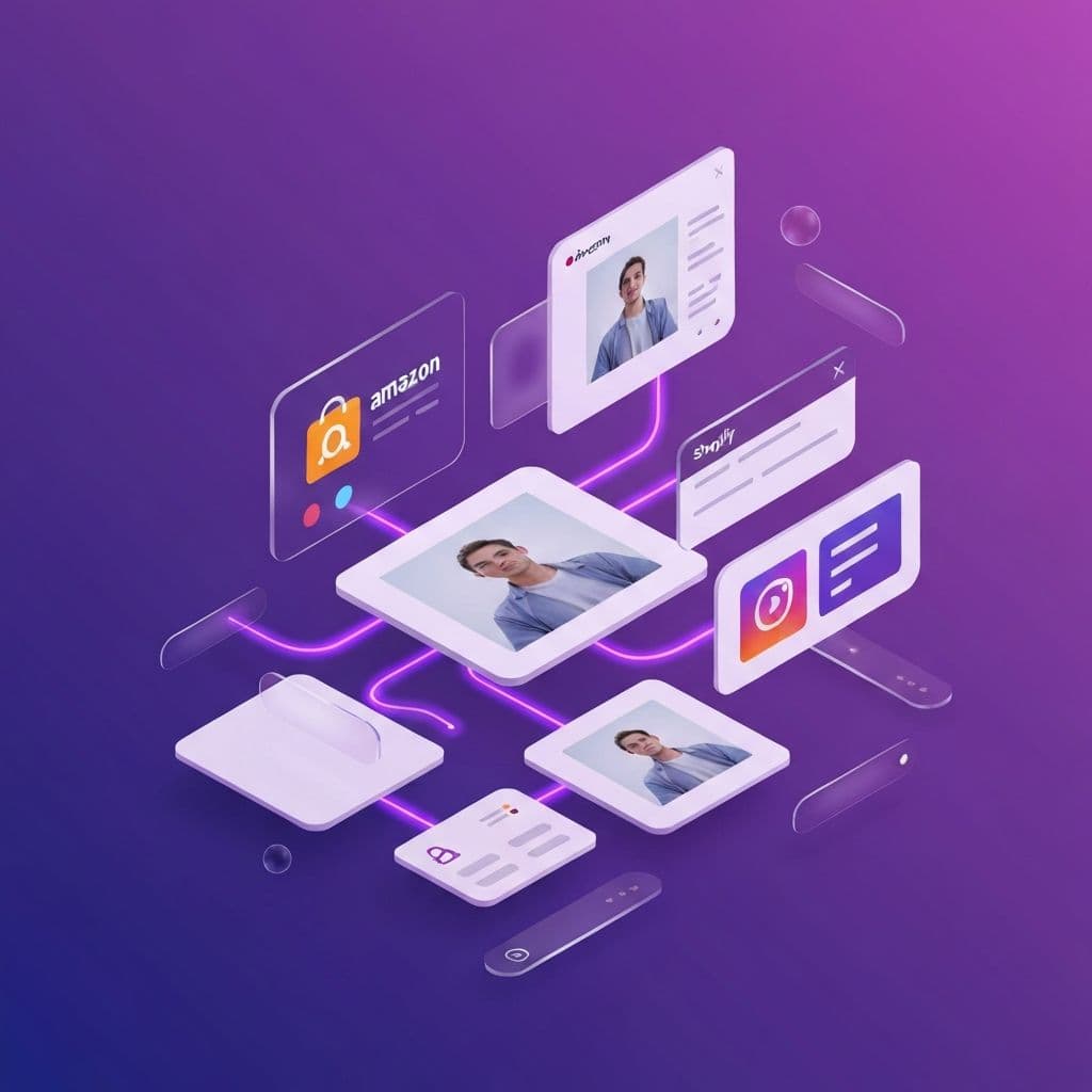 Abstract preview of multi-channel product listing workspace